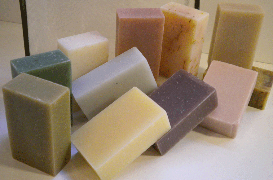 The EarthGift Herbal soap line -- in the raw